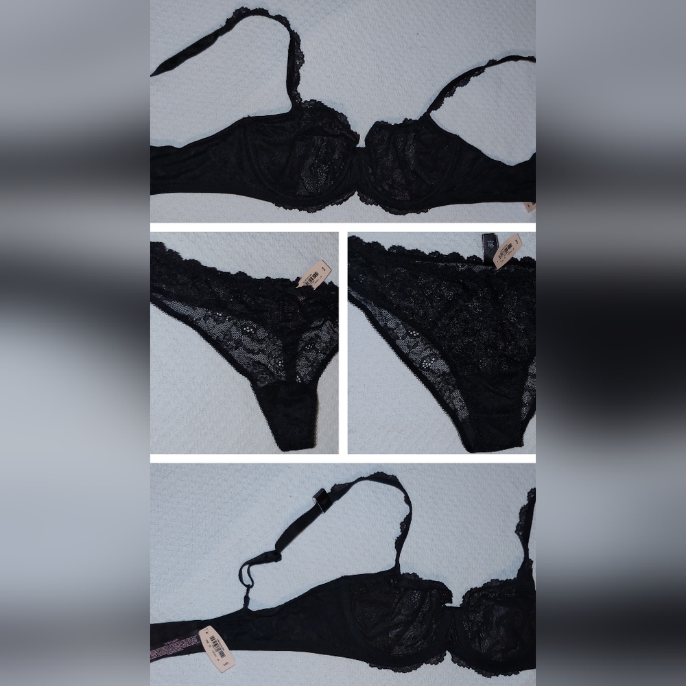 34D MEDIUM Victoria’s Secret 3PCS black bra set